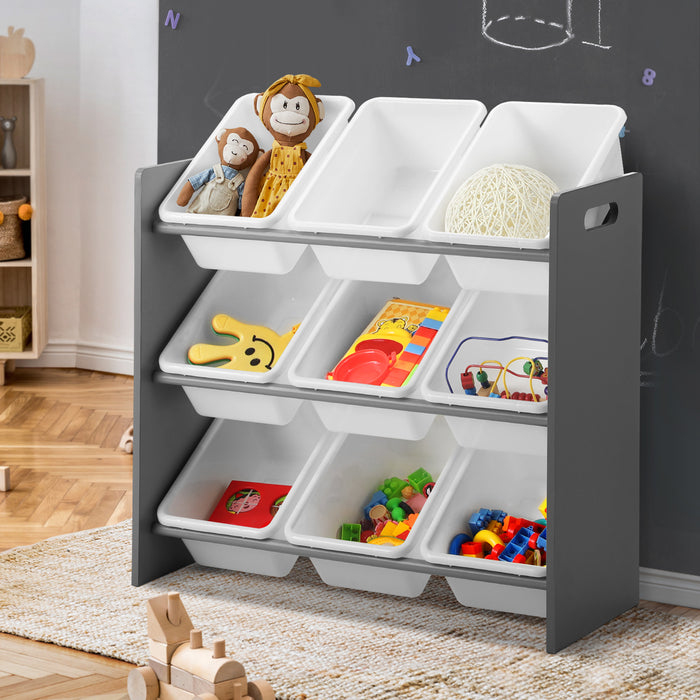 Kids Toy Box Organiser 9 Bins Display Shelf Storage Rack Drawer