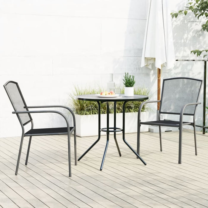 Stackable Garden Chair Set 3 Pcs Anthracite Powder-coated