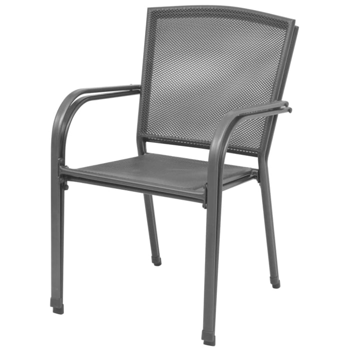 Stackable Garden Chairs 2 Pcs Steel Grey Axibp