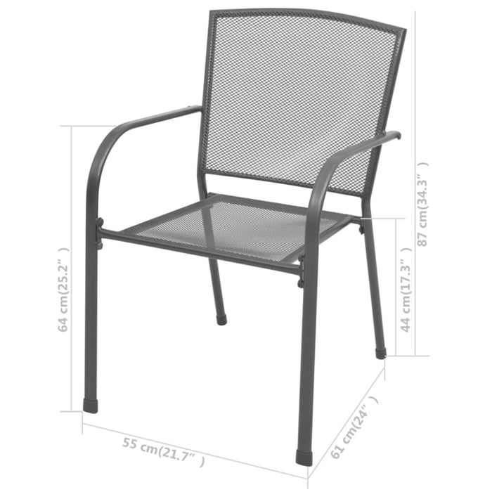 Stackable Garden Chairs 2 Pcs Steel Grey Axibp