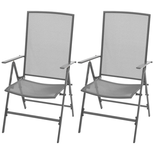 Stackable Garden Chairs 2 Pcs Steel Grey Axiol