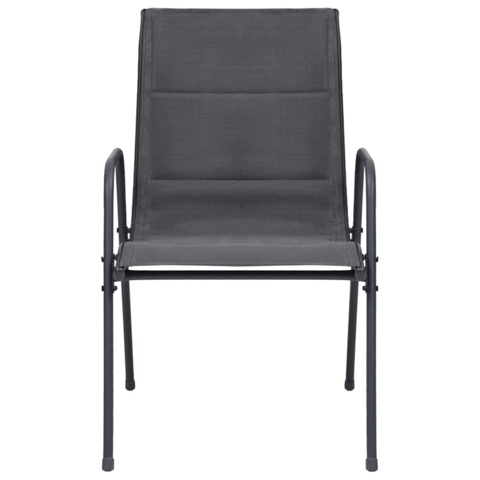 Stackable Garden Chairs 2 Pcs Steel and Textilene