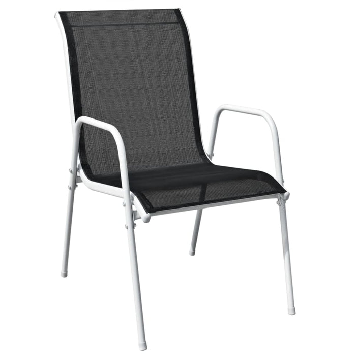 Stackable Garden Chairs 2 Pcs Steel and Textilene Black