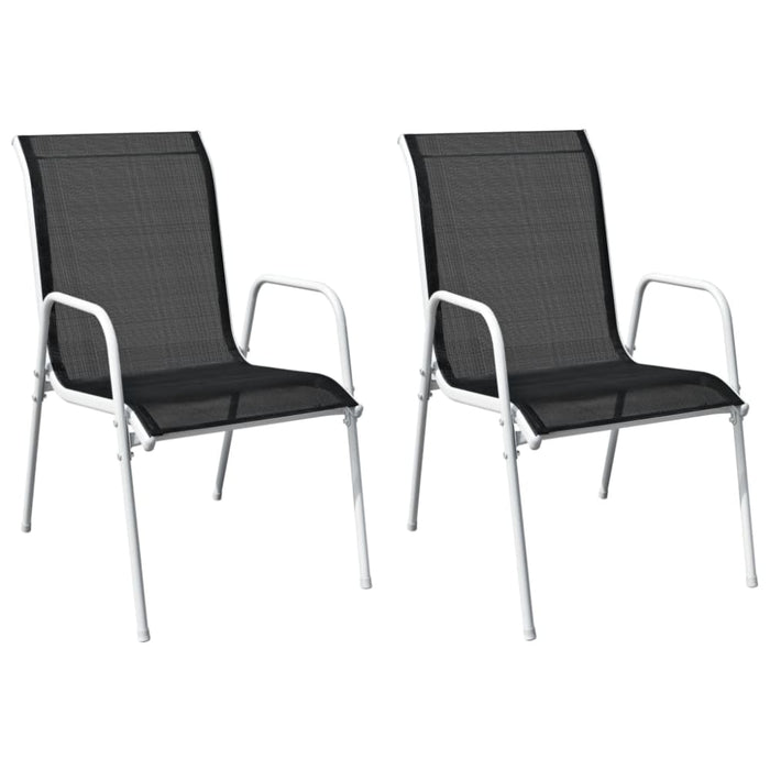 Stackable Garden Chairs 2 Pcs Steel and Textilene Black
