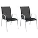 Stackable Garden Chairs 2 Pcs Steel and Textilene Black
