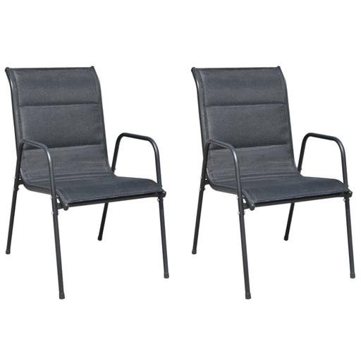 Stackable Garden Chairs 2 Pcs Steel and Textilene Black