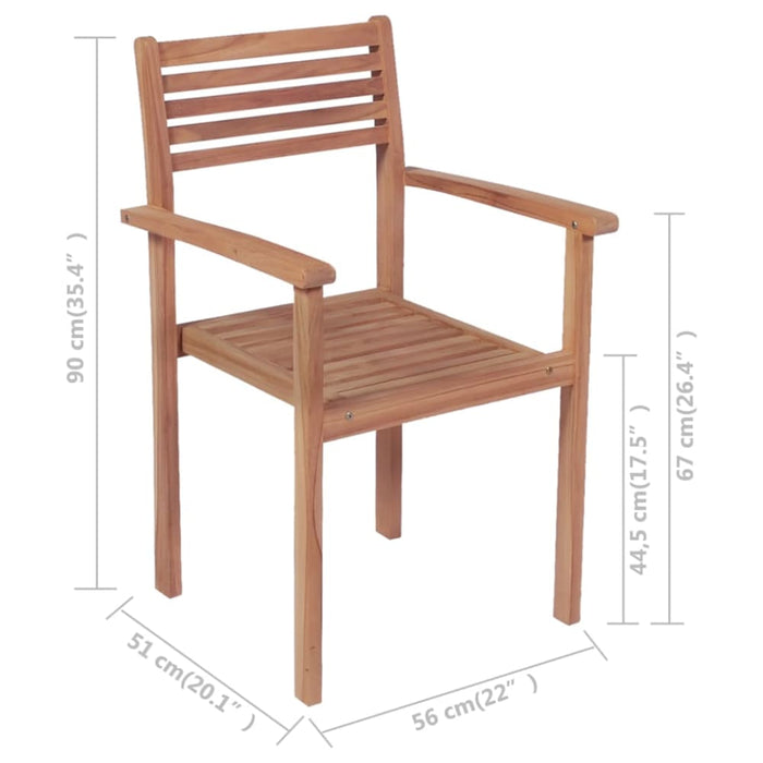 Stackable Garden Chairs 4 Pcs Solid Teak Wood Atbti