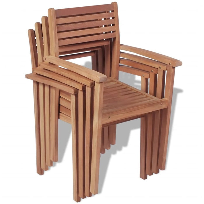 Stackable Garden Chairs 4 Pcs Solid Teak Wood Atbti