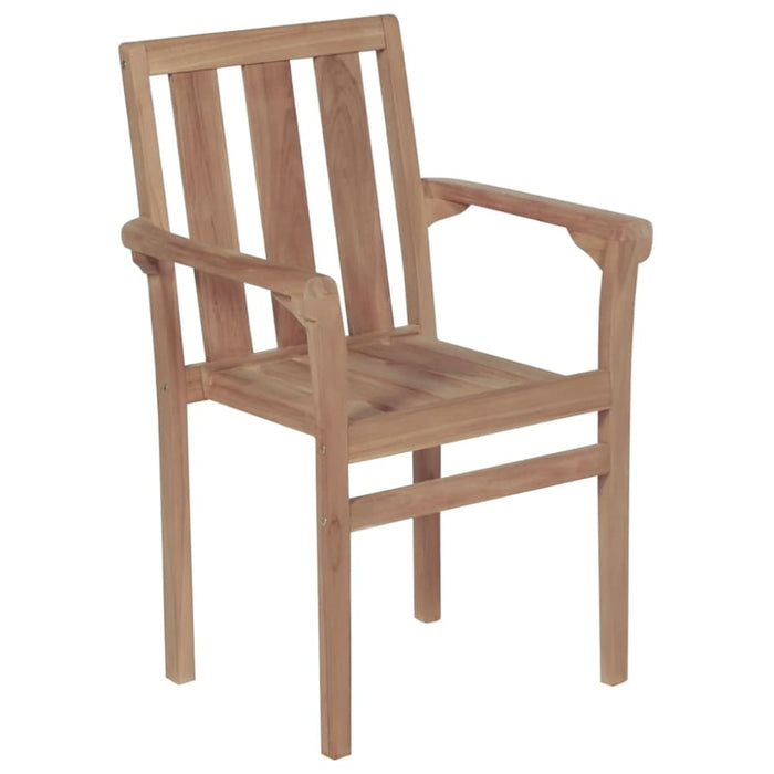 Stackable Garden Chairs 4 Pcs Solid Teak Wood Tbittil