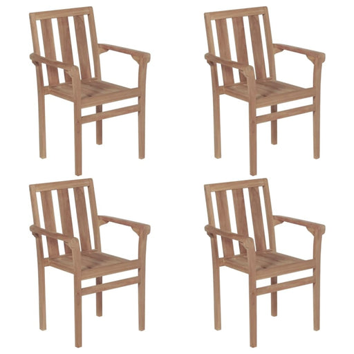 Stackable Garden Chairs 4 Pcs Solid Teak Wood Tbittil