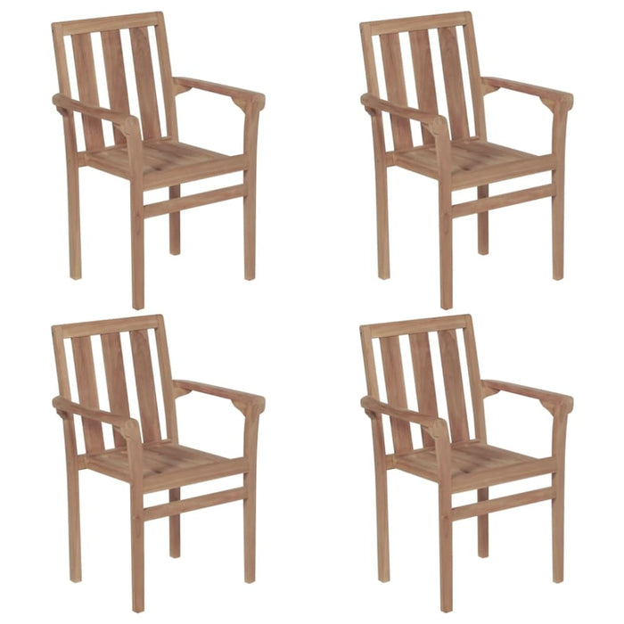 Stackable Garden Chairs 4 Pcs Solid Teak Wood Tbittil