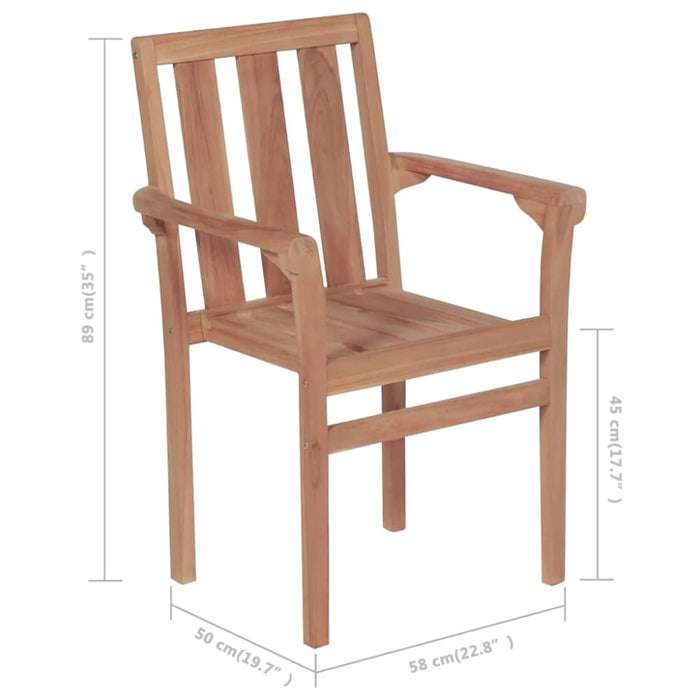 Stackable Garden Chairs 4 Pcs Solid Teak Wood Tbittil