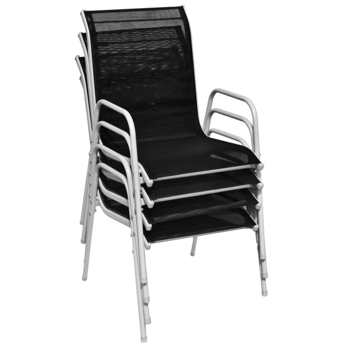 Stackable Garden Chairs 4 Pcs Steel and Textilene Black