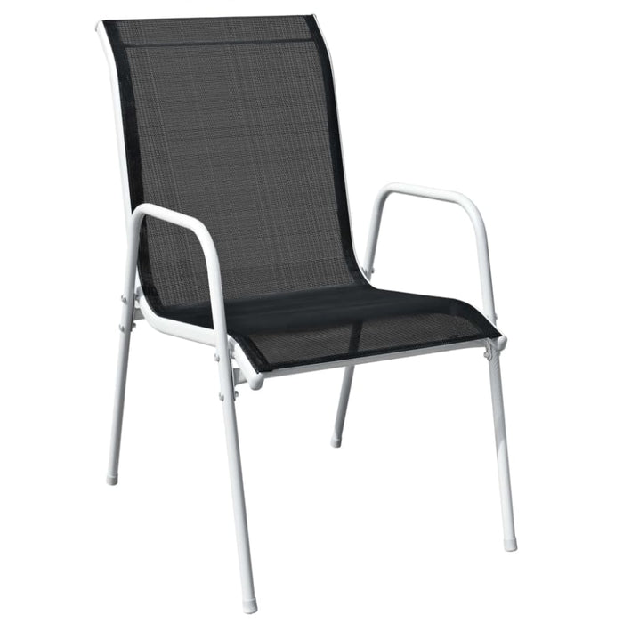 Stackable Garden Chairs 4 Pcs Steel and Textilene Black