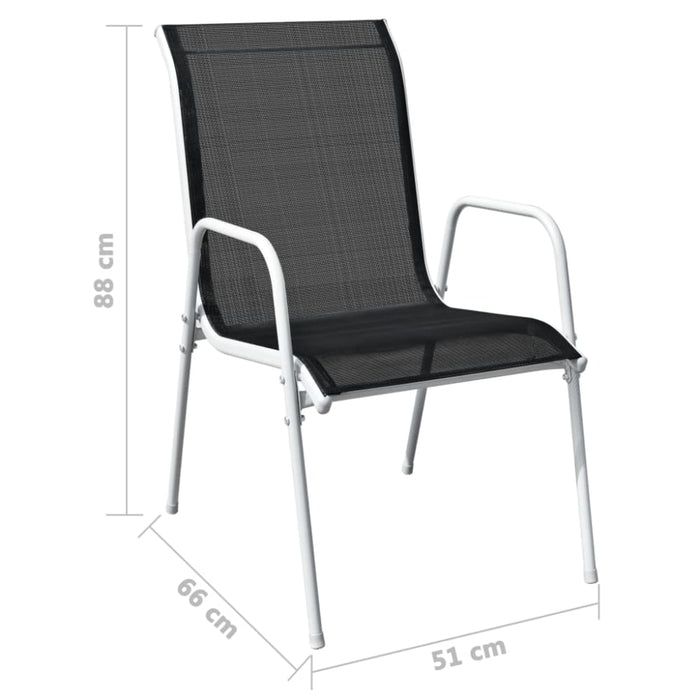 Stackable Garden Chairs 4 Pcs Steel and Textilene Black