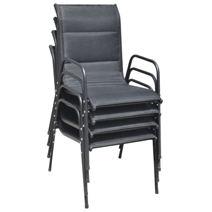 Stackable Garden Chairs 4 Pcs Steel and Textilene Black