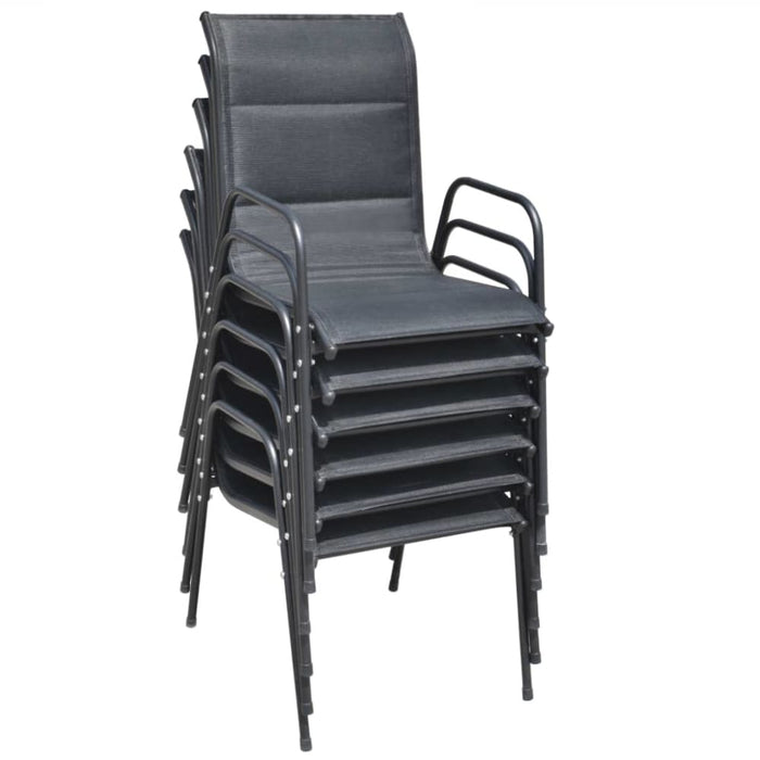 Stackable Garden Chairs 6 Pcs Steel and Textilene Black