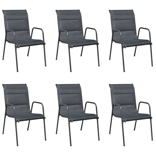 Stackable Garden Chairs 6 Pcs Steel and Textilene Black