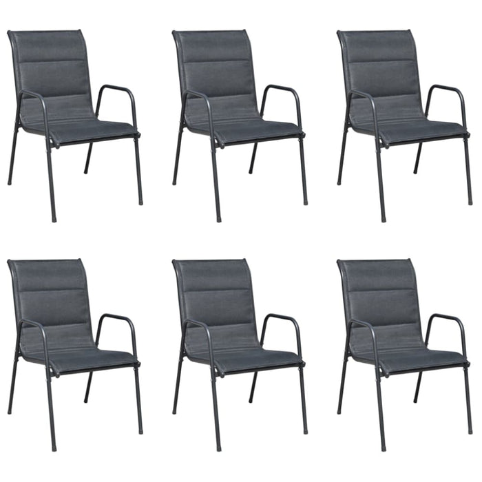 Stackable Garden Chairs 6 Pcs Steel and Textilene Black