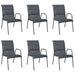 Stackable Garden Chairs 6 Pcs Steel and Textilene Black