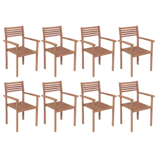 Stackable Garden Chairs 8 Pcs Solid Teak Wood Tbixpkk