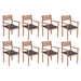 Stackable Garden Chairs with Cushions 8 Pcs Solid Teak Wood
