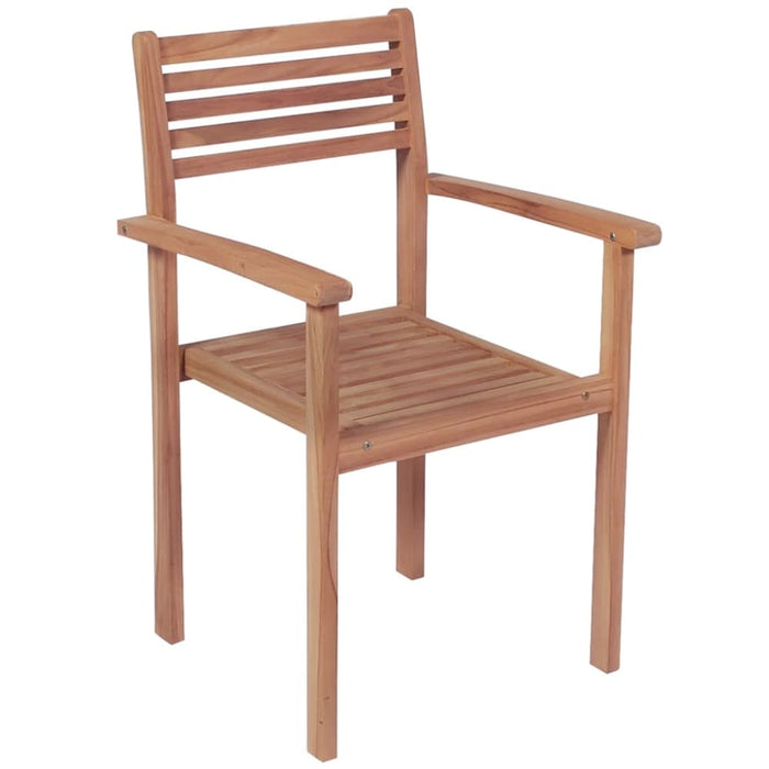 Stackable Garden Chairs with Cushions 8 Pcs Solid Teak Wood