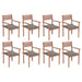 Stackable Garden Chairs with Cushions 8 Pcs Solid Teak Wood