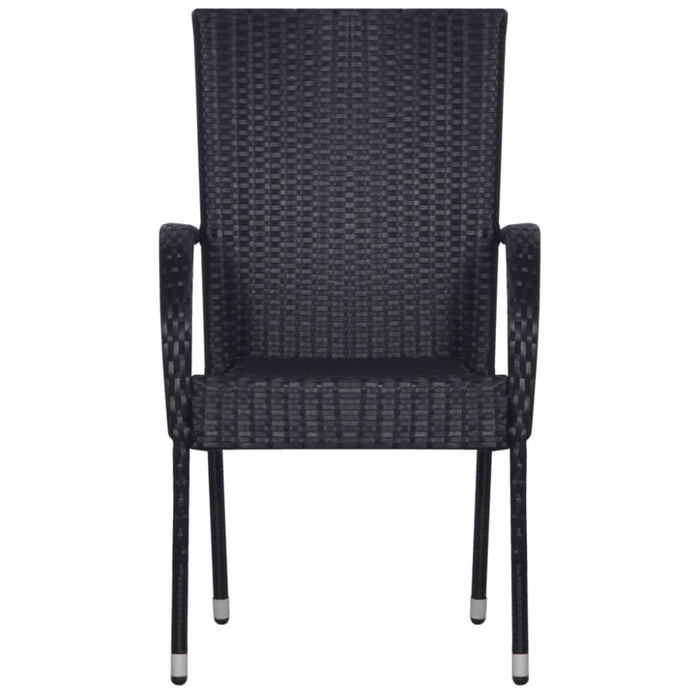 Stackable Outdoor Chairs 2 Pcs Poly Rattan Black Aaxtn