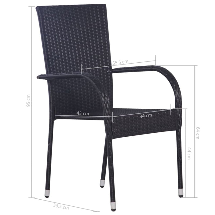 Stackable Outdoor Chairs 2 Pcs Poly Rattan Black Aaxtn