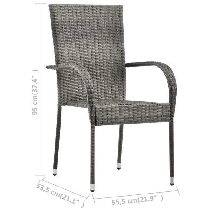 Stackable Outdoor Chairs 4 Pcs Grey Poly Rattan Tobbnp