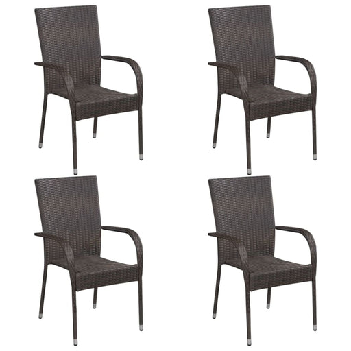 Stackable Outdoor Chairs 4 Pcs Poly Rattan Brown Tobbnt