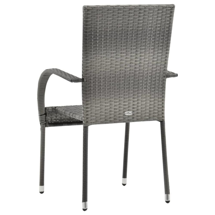 Stackable Outdoor Chairs 6 Pcs Grey Poly Rattan Tobbnn