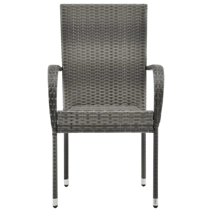 Stackable Outdoor Chairs 6 Pcs Grey Poly Rattan Tobbnn