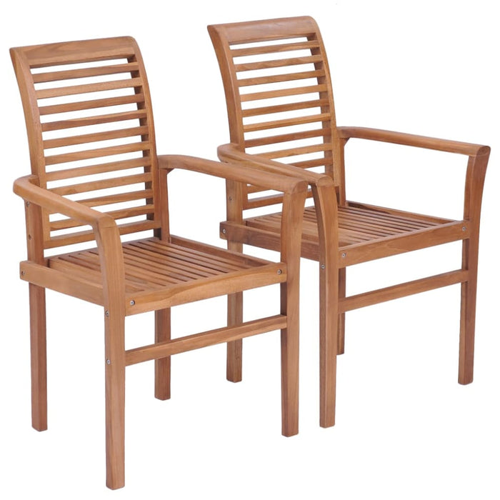 Stacking Dining Chairs 2 Pcs Solid Teak Aalla