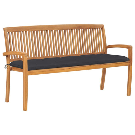 Stacking Garden Bench with Cushion Solid Teak Wood Tblttxo