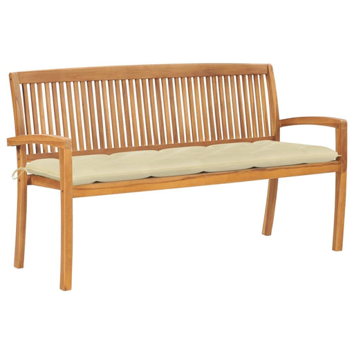 Stacking Garden Bench with Cushion Solid Teak Wood Tblttxt