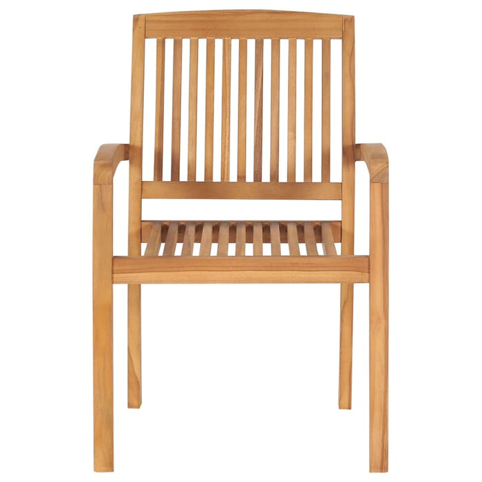 Stacking Garden Dining Chairs 2 Pcs Solid Teak Wood Aktni