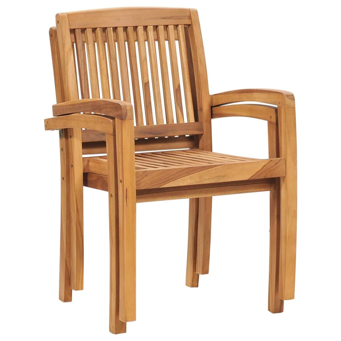 Stacking Garden Dining Chairs 2 Pcs Solid Teak Wood Aktni