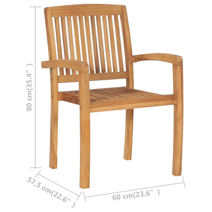 Stacking Garden Dining Chairs 2 Pcs Solid Teak Wood Aktni