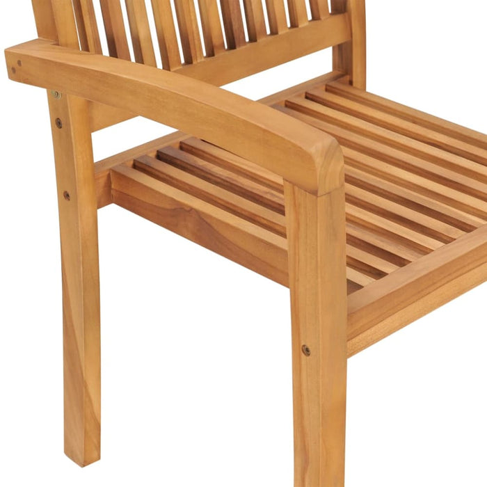 Stacking Garden Dining Chairs 2 Pcs Solid Teak Wood Aktni