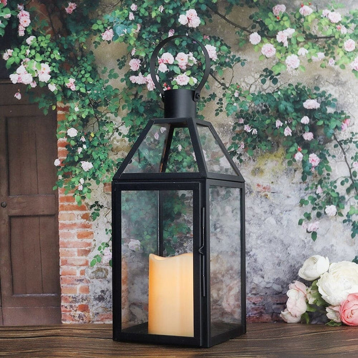 Stainless Steel Candle Hanging Lantern with Tempered Glass