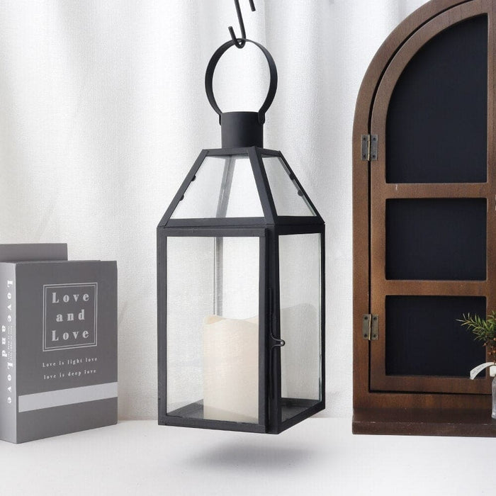 Stainless Steel Candle Hanging Lantern with Tempered Glass