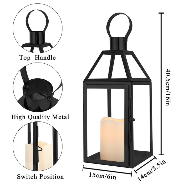 Stainless Steel Candle Hanging Lantern with Tempered Glass