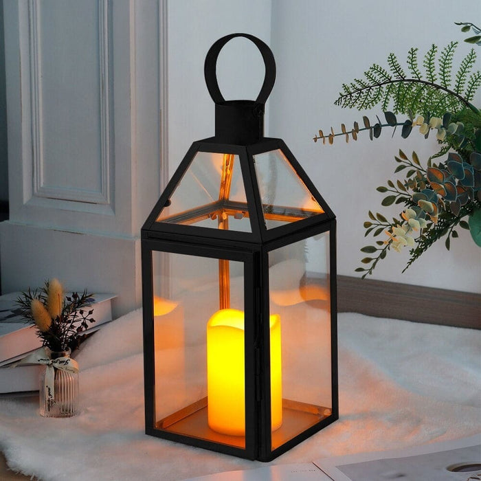 Stainless Steel Candle Hanging Lantern with Tempered Glass