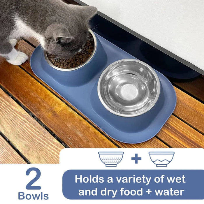 Stainless Steel Double Dog Bowl Anti Skid No Spill