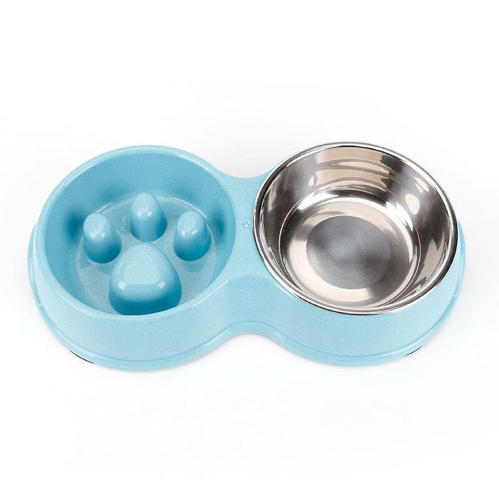 Stainless Steel Eco - friendly Slow Feeder Double Pet Food
