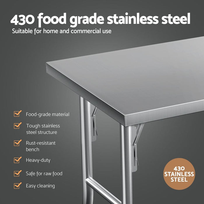 Stainless Steel Kitchen Benches Work Bench Wheels 122x61cm