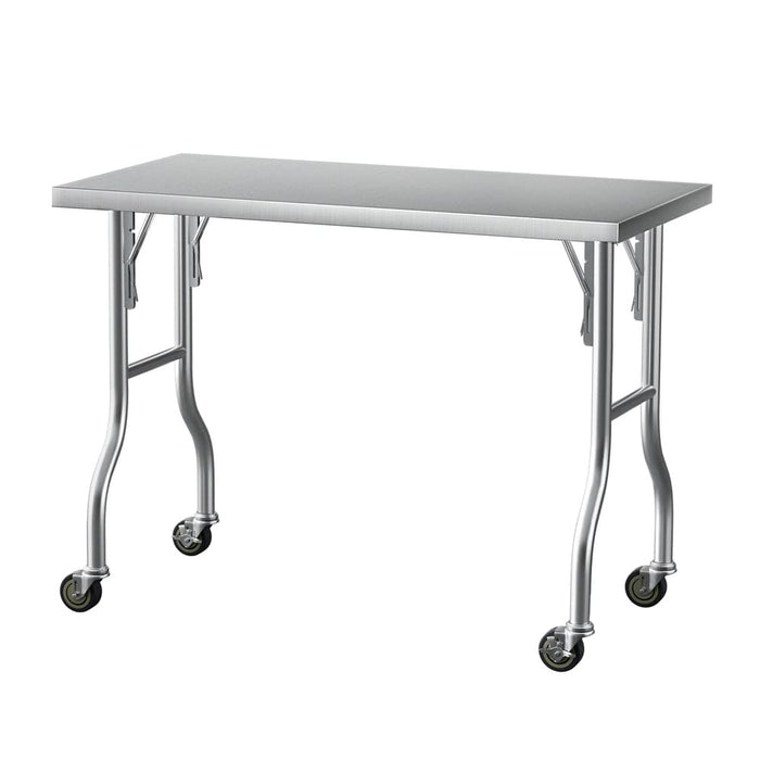 Stainless Steel Kitchen Benches Work Bench Wheels 122x61cm