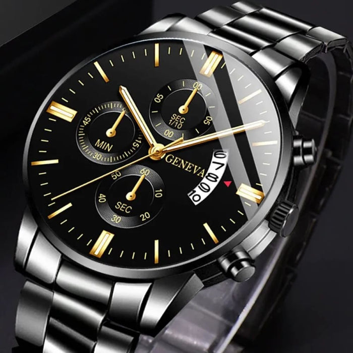 Stainless Steel Mens Luxury Watch with Calendar Business